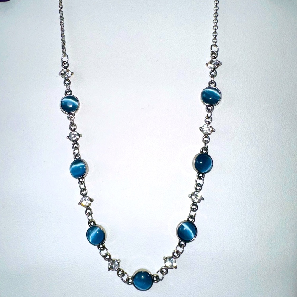 Blue and silver necklace with matching bracelet